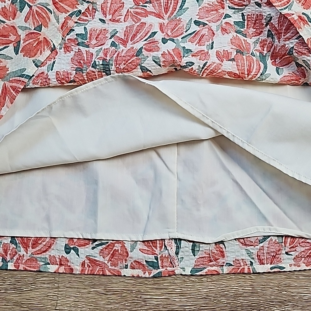 NWT Moodie Textured Cotton Coral Floral Print Ruffle Bib Collar Babydoll… - Picture 11 of 16